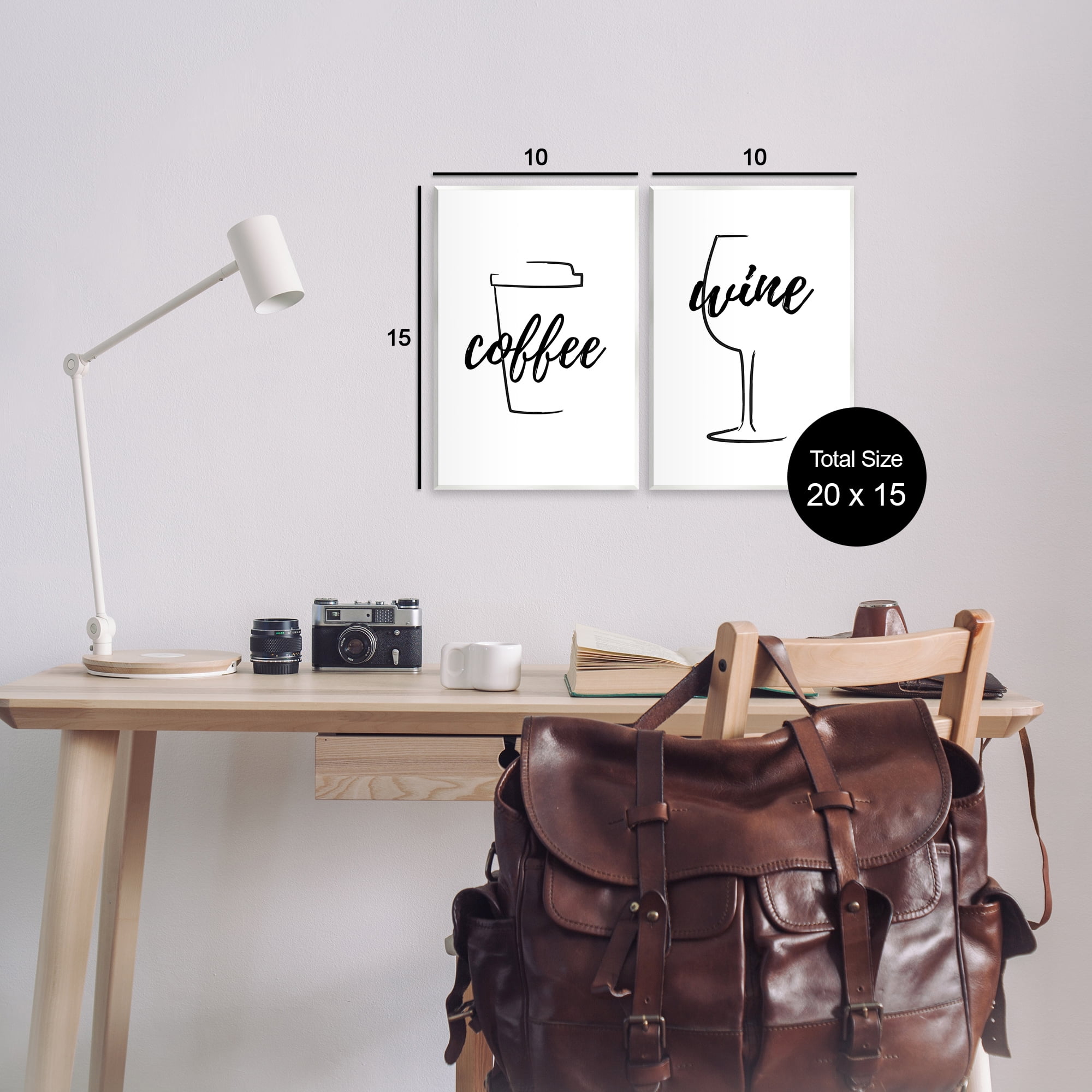 Stupell Industries Simple Coffee Wine Drawing Food & Beverage Painting Unframed Art Print Wall Art, 10 x 15, Set of 2