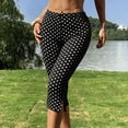 thumbnail image 4 of Karymi Jean Shorts Womens Dot Print High Waist Split Hem Capri Leggings, Stretch Slim Fit Knee Length Cropped Yoga Pants, Seamless Bodycon Athletic Trousers Jeans for Women, 4 of 7