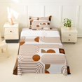 thumbnail image 2 of Castle Fairy Vintage Linear Arch Pattern Twin Sheets 3pcs,Mid Century Retro Aesthetics Bedding,Cream Coffee Brown,1 Flat Sheet, 1 Fitted Sheet and 1 Pillowcase, 2 of 7