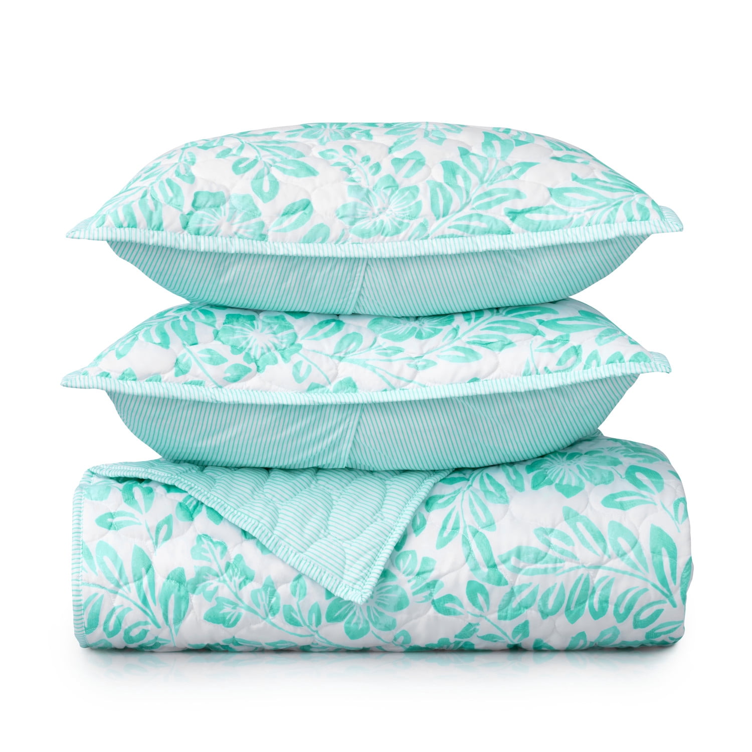 Martha Stewart Everyday 3 Piece Quilt Set - King, Frond Floral