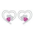 thumbnail image 2 of Rosec Jewels Heart Paw Stud Earrings with Pink Tourmaline and Diamond for Women, 925 Sterling Silver, 2 of 6