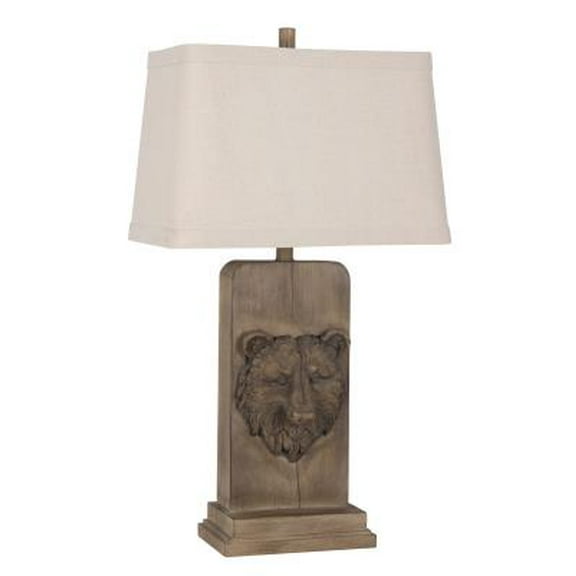 Cooper Ridge Polyresin 30" Table Lamp with Linen Shade, Darker Grayed Wood (Set of 2)