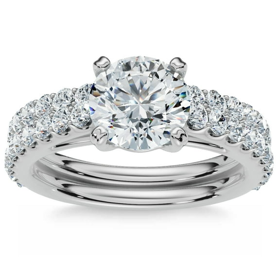 Pompeii 2 ct Round Cut Diamond Engagement Wedding Ring Set 14k White Gold Lab Grown