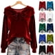 thumbnail image 1 of RKSTN Valentine's Day Gifts Long Sleeve Shirts for Women Oversized Cute Bow Gold Velvet T Shirts Womens Casual Solid Loose Fits Comfy Elegant Bow Tie Tops for Holiday Party Cute Puff Blouses Top, 1 of 10