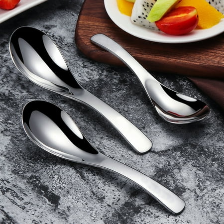 

chaolangshun Stainless Steel Dinner Children Adult Deepen Thickened Large Capacity Soup Spoon