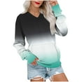 thumbnail image 2 of JUSLIO Women Tops Relaxed Fit with Pockets Sweatshirts Graphic Long Sleeve V Neck Sweatshirts Green L, 2 of 5