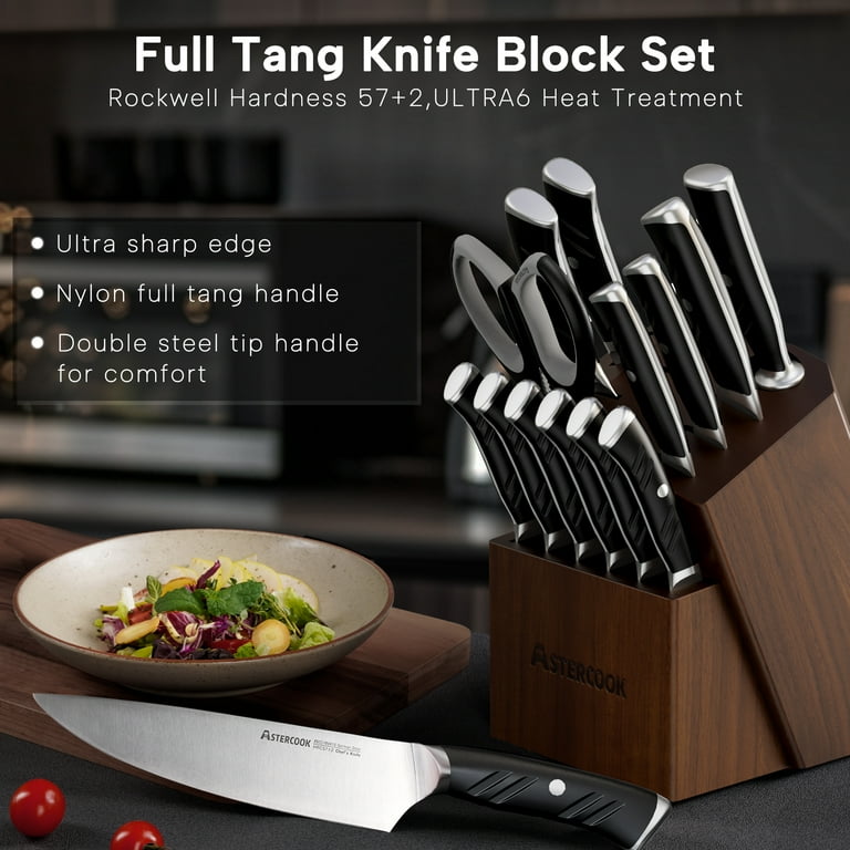 Free Shipping! Astercook Kitchen Knife Set 14-Piece with Block