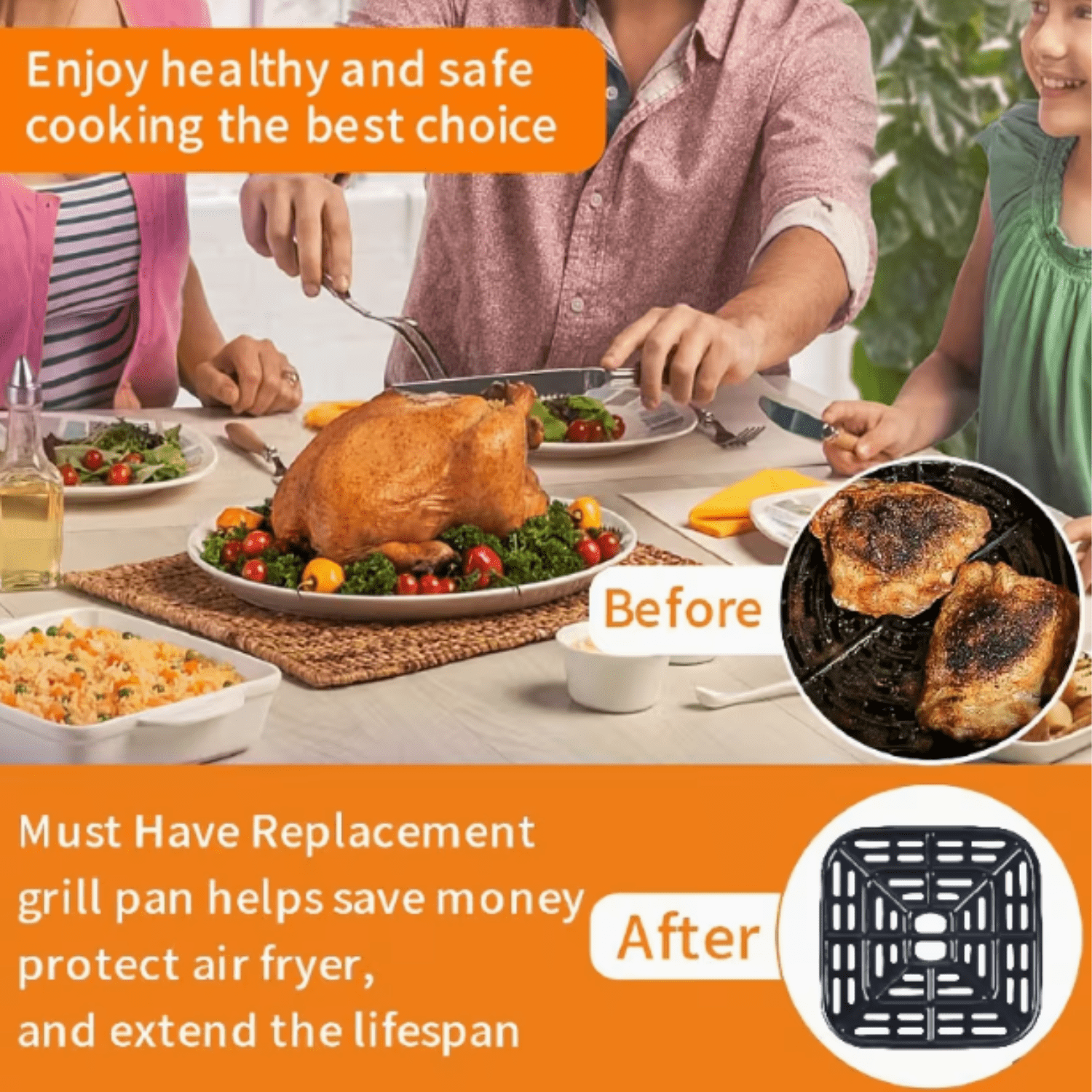 Air Fryer,10 QT Air Fryer Oven Oilless Cooker with Digital LED Touch Screen, 6 Preset Cookings, Dishwasher-Safe Basket