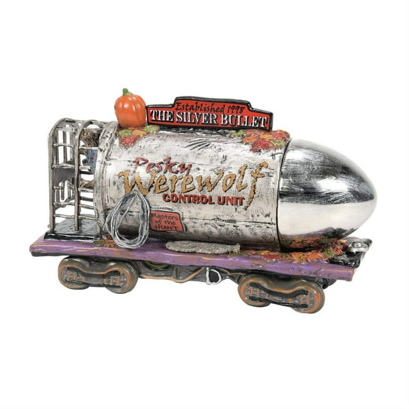 Department 56 Villages The Silver Bullet - One Figurine 5.0 Inch, Ceramic - Pesky Werewolf Control Unit Halloween 6014050