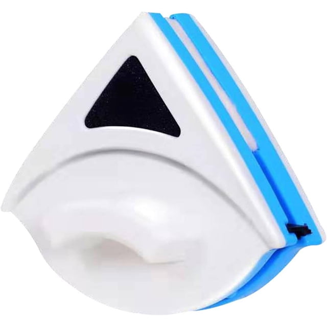 Limpiador de ventanas magnético, herramienta de cepillo de lavado de limpiaparabrisas de vidrio magnético de doble cara con forma de triángulo azul Herramientas de cepillo de lavado de limpi