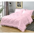 thumbnail image 3 of DNG Creations 3 Piece Ruffle Diamond Comforter All Season 550 GSM Oversized Queen Size - 800 Threads Count, 100% Egyptian Cotton Solid Baby Pink Colour, 3 of 6