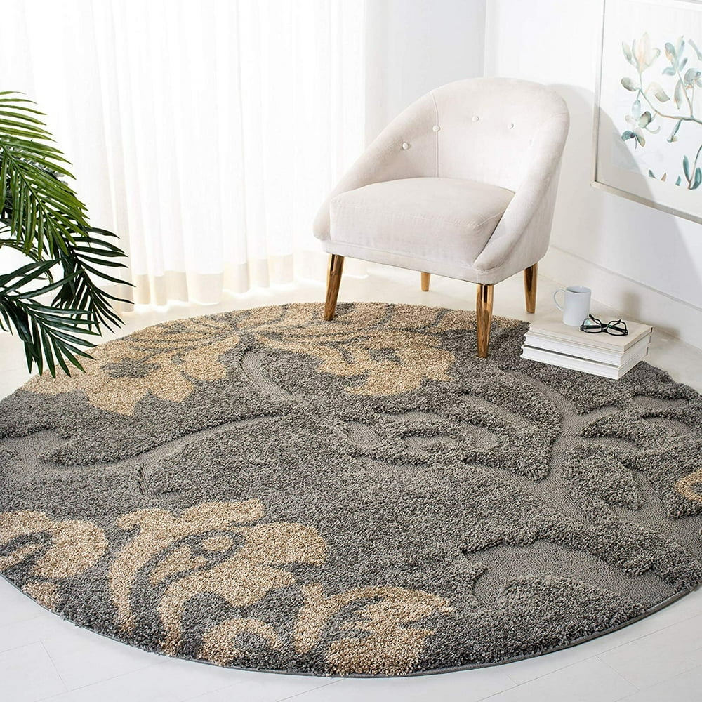 Safavieh Florida Shag Collection SG4588013 Grey and Beige Round Area