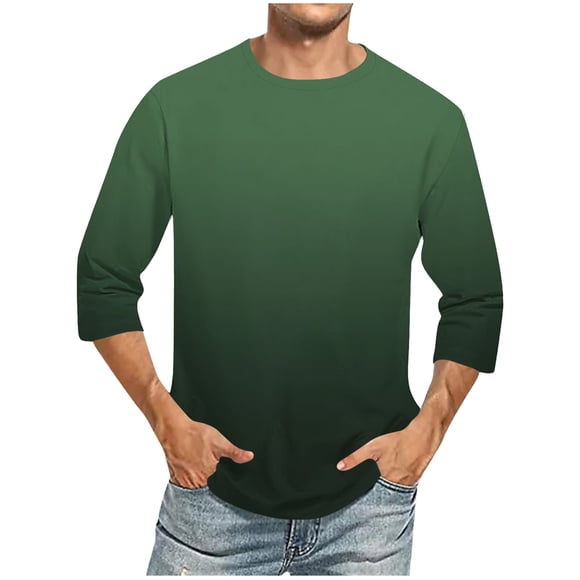 cfhntfmh 3/4 Length Sleeve Shirts for Men Summer Fashion Printed Crewneck Pullover Tops Big and Tall Soft Stretch Basic Tshirts