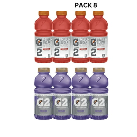 Gatorade lower suggar  Variety Pack, Grape   Fruit Punch, Lower Sugar Hydration, 20 Fl Oz (Pack of 8)