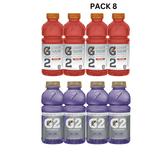 Gatorade lower suggar  Variety Pack, Grape   Fruit Punch, Lower Sugar Hydration, 20 Fl Oz (Pack of 8)