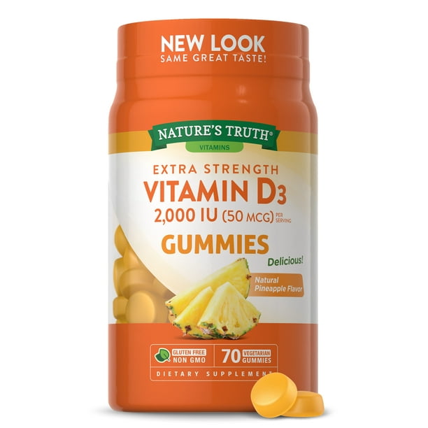 Vitamin D3 Gummies 2000 IU 50MCG 70 Count Vegetarian, NonGMO