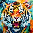thumbnail image 4 of TEXTZEN 26x26 Black Modern Wood Framed Wall Art Titled - Eye of the Tiger, 4 of 6
