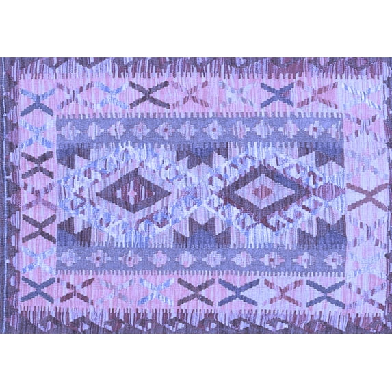 Ahgly Company Indoor Rectangle Abstract Blue Contemporary Area Rugs, 2' x 4'