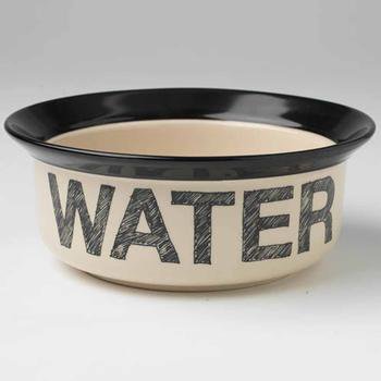 PetRageous Pooch Basics Water Bowl, 2 Cups, Black and White