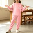 thumbnail image 7 of Cethrio Girls Thermal Sets, 2 Piece Casual Long Sleeve Fleece-lined Kids Pajama Sets Pink Size 10, 7 of 7