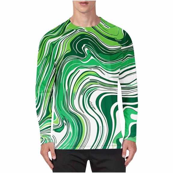FAHUOMU Mens Long Sleeve Sun Shirt UV Protection Workout Tops Tie Dye UPF 50 Swim Shirts Rash Guard Running Swimming Shirts