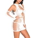 thumbnail image 1 of Vestido ajustado de encaje delgado encantador de malla para mujer, ropa de dormir ajustada con guantes, color blanco Inevent XX000051-01, 1 of 7