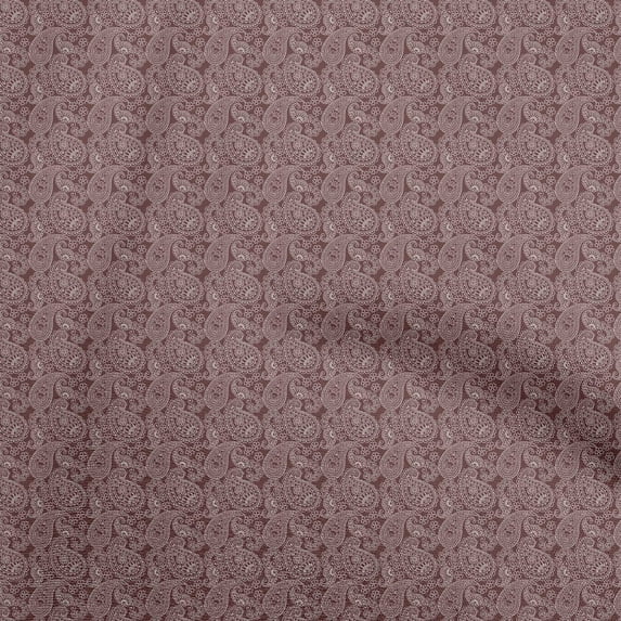 oneOone Velvet Maroon Fabric Asian Paisley Sewing Material Print Fabric By The Yard 58 Inch Wide