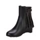 thumbnail image 1 of NECHOLOGY Botas Mujer Adulto Femenino Zapatos Botines mujer Botas de realce interior con cremallera lateral y hebilla de cinturón con borlas de cuero de color sólido para mujer (Black, 9), 1 of 7