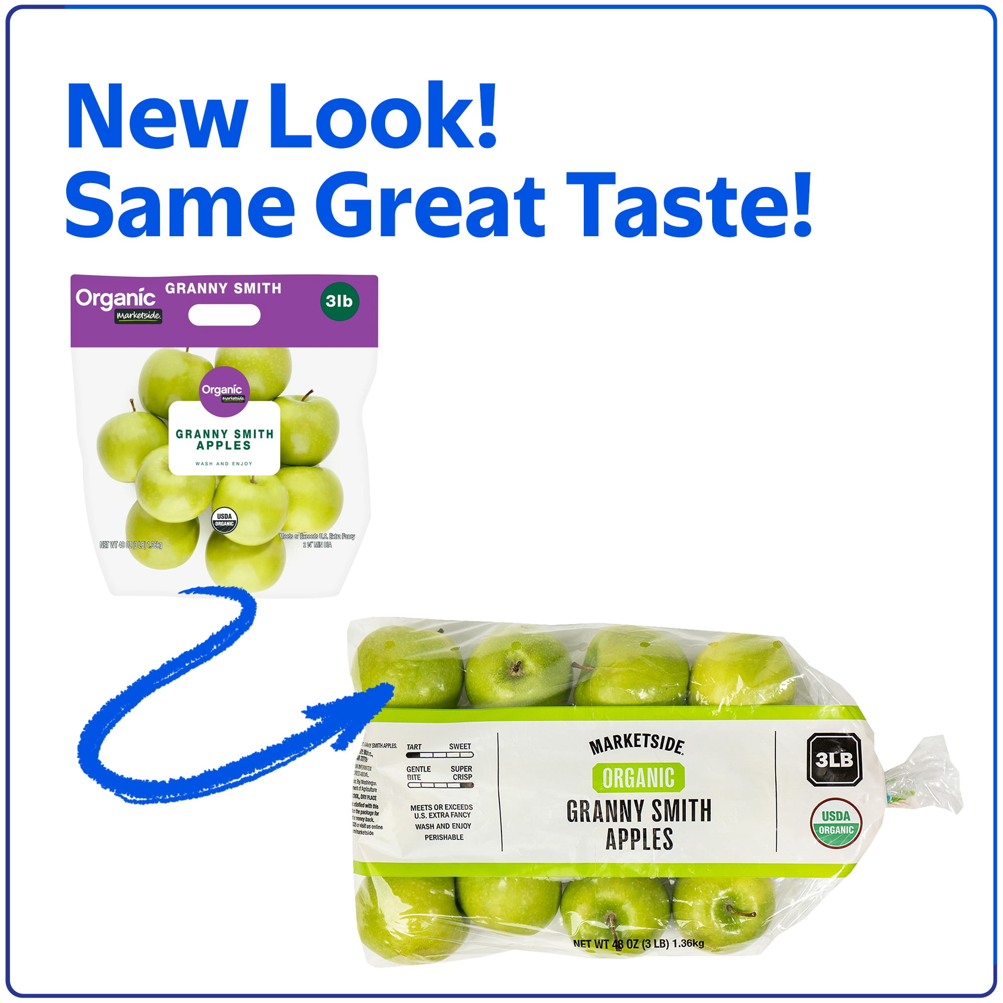 Fresh Organic Granny Smith Apples, 3 lb Pouch