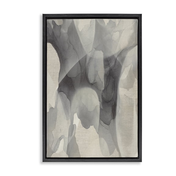Stupell Industries Monochrome Watery Drips Black Framed Floater Canvas Wall Art, design by Kippi Leonard