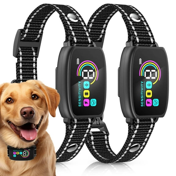 HUTACT Bark Collars for Two Dogs, 2 Pack Anti Barking Collar Bark Control Collar for Dog Training with 3 Modes for Large Medium Small Dogs, 8 Levels Beep Vibration Shock