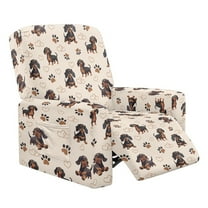 HELLHERO 1 Seater Recliner Cover Dachshund Dog Paw Print Recliner Stretch Sofa Slipcover Dust-proof Non Slip Lazy Boy Chair Covers for Reclining Chair