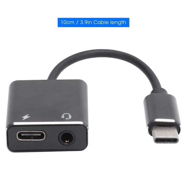 Cable de audio de carga tipo C 2 en 1 Cable adaptador de carga rápida para auriculares de 3,5 mm