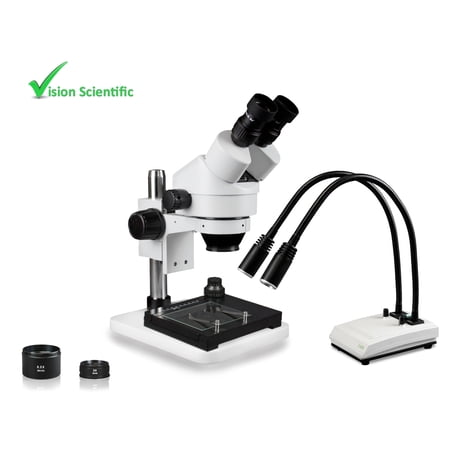 Vision Scientific VS-1EZ-IHL20-MS Binocular Zoom Stereo   10x WF  0.7x—4.5x Zoom ，3.5x—90x Magnification  Pillar Stand  LED Gooseneck Dual Light  Mechanical Stage with Glass Stage Plate price history on PriceWatchPro