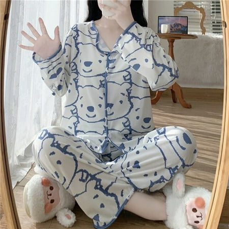 

CoCopeaunt Women Pajamas Autumn Velvet Winter Sleepwear Casual Nightwear Pyjamas Suit Home Clothes Plus Size Cartoon Sleepwear Set
