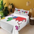 thumbnail image 3 of Ambesonne World Map Fitted & Top Sheet Set with Shams, Modern, Multicolor, 3 of 5
