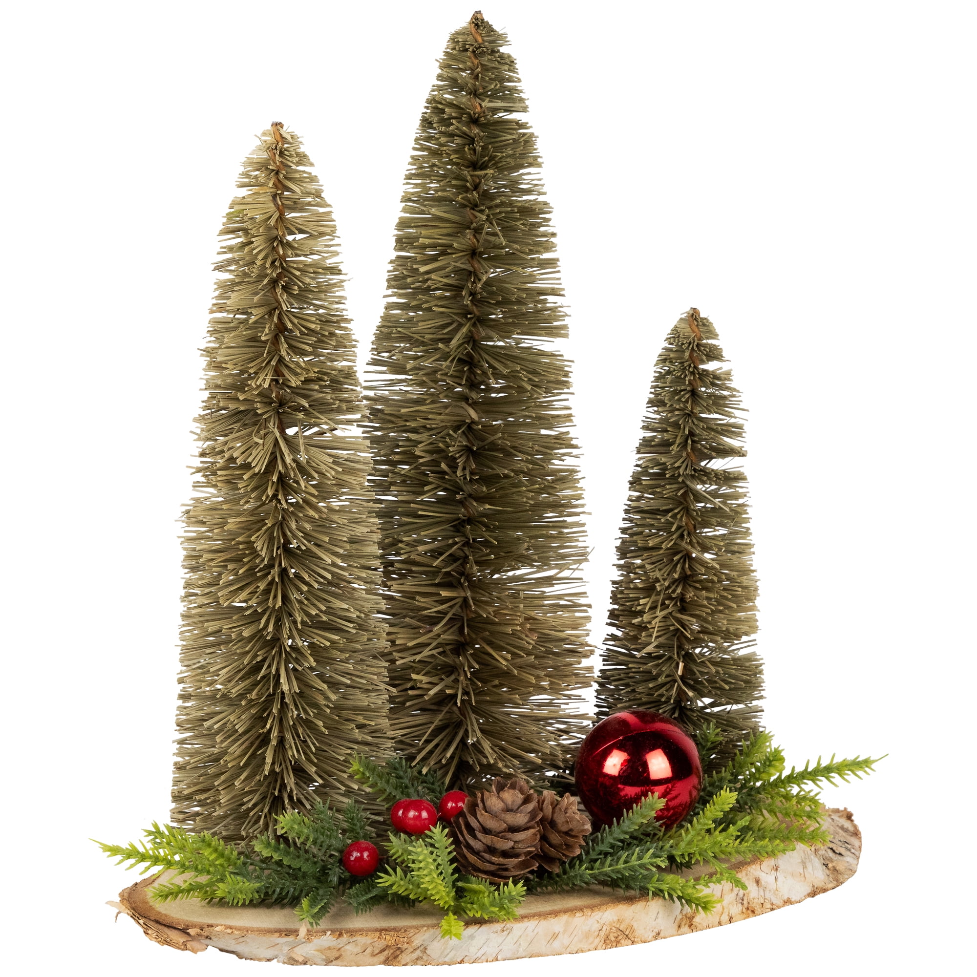 Northlight Trio of Bottle Brush Trees Christmas Decoration - 10.25"