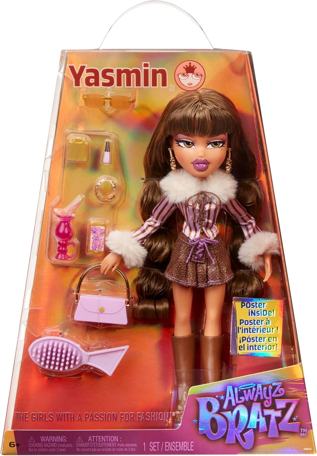 Free Shipping! Bratz Yasmin Fashion Doll with 10 Accessories and