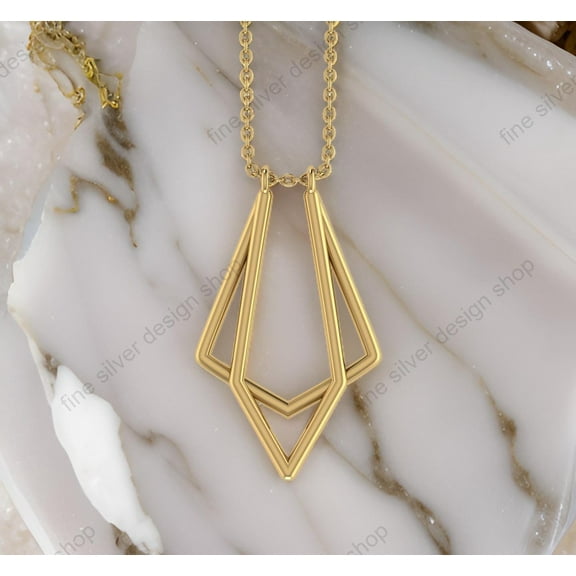 Ring Holder Necklace 14K Gold Plated ,Geometric Ring Holder,Silver Dainty Double Geo Wedding Ring Keeper Jewelry,Best Gift For Nurse &Doctor