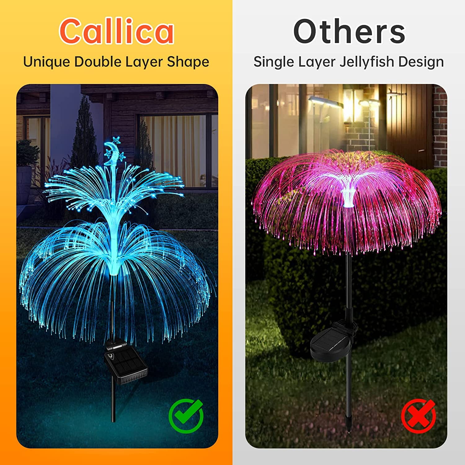 KOMI Solar Flower Lights Outdoor Garden Waterproof 3 Pack Solar Yard Lights 7 Color Changing Outdoor Decorative for Garden Pathway Party Wedding Birthday Holiday Decor