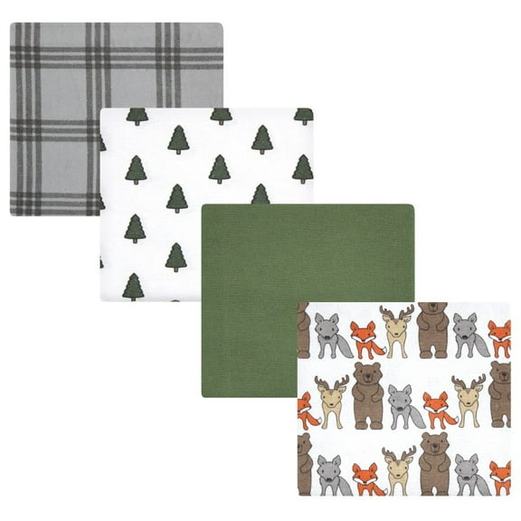 Hudson Baby Infant Boy Cotton Flannel Receiving Blankets, Wild Forest, One Size