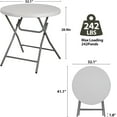 thumbnail image 3 of HJTER 32 Inch Round Folding Table, Indoor Outdoor Portable Plastic Dining Card Table High Top Cocktail Table for Camping Picnic Party Wedding Event, White, 3 of 9
