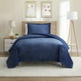 thumbnail image 1 of Nestl Duvet Cover Set, Reversible Front Cut Plush Fleece Design & Back Brushed Soft Microfiber for Comforters, 2 PC Set with Zipper Closure & Ties, Duvet Cover Twin, Navy, 1 of 8