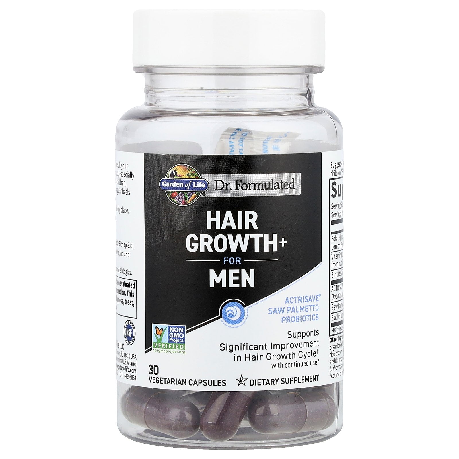 Garden of Life Hair Growth+ for Men, 30 Vegetarian Capsules