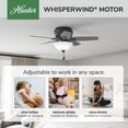 thumbnail image 3 of Hunter 42 inch Indoor Ceiling Fan with LED Light - Black Ceiling Fan with Pull Chain, For Bedroom or Living Room, Low Profile Mount, No Remote, 5 Blades, Includes Bulbs - Newsome 52394, Matte Black, 3 of 15