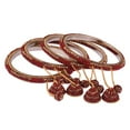 thumbnail image 6 of Efulgenz Maroon Rhinestone Crystal Beaded Bracelet Bangle Set with Hanging Jhumki Tassel Charms Bollywood Style indian Bangles Jewelry for Women (4 Pcs) Size 2.6, 6 of 7
