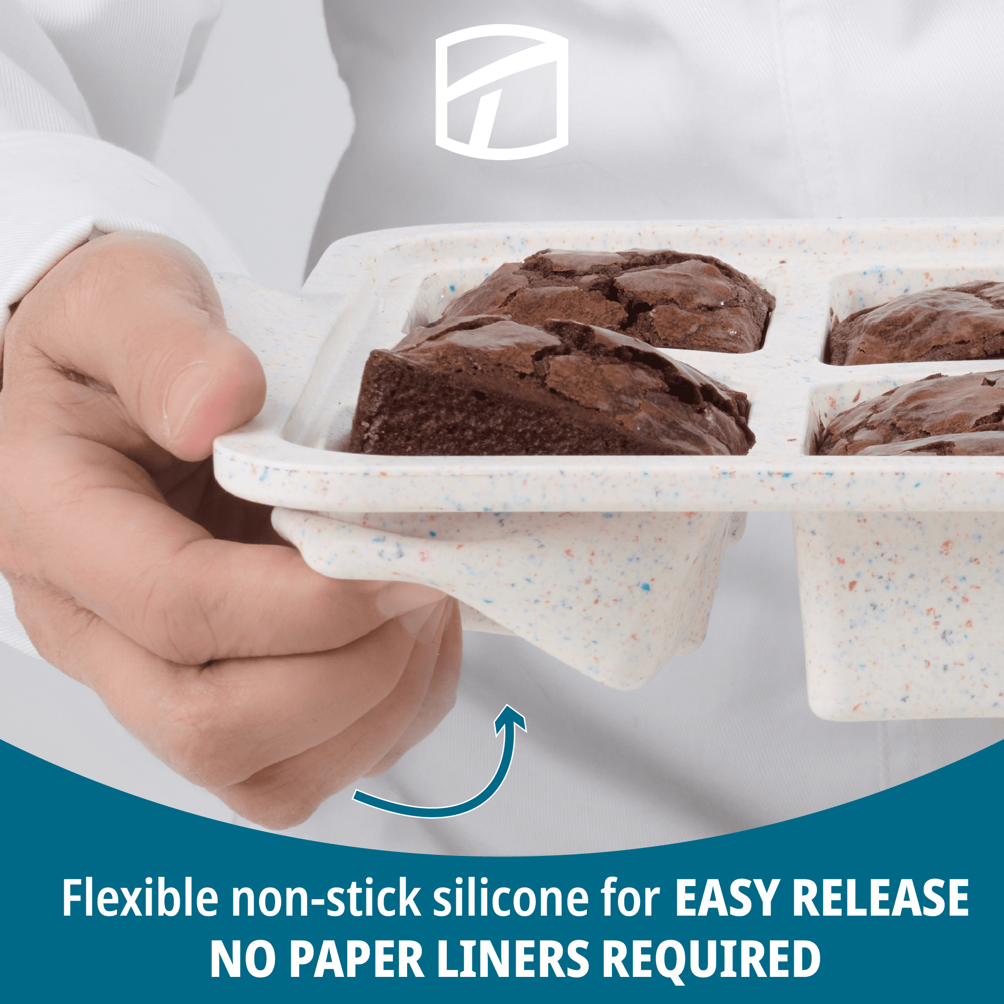 Trudeau Structured Silicone 9-Cavity Brownie Mold, Cookie, Brookie, Banana Bread, Zucchini Bread, Cake, Pound Cake, Cheesecake, Lasagna