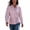 Pink, variant on Womens Blouses Striped Button Down Collared Long Sleeve Peplum Hem