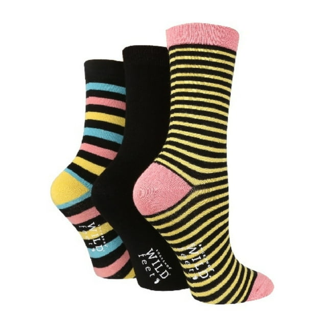 WILDFEET - 3 Paires de Chaussettes en Bambou à Motifs pour Femmes