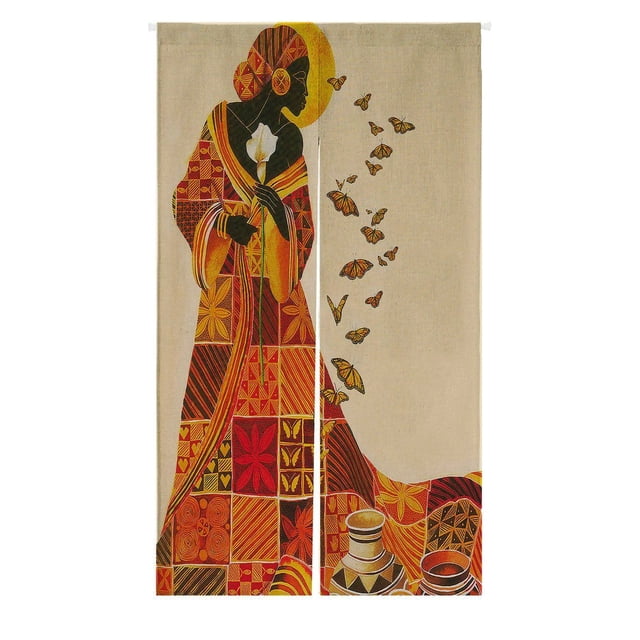ABPHQTO Cortina de entrada de mujer africana, cortinas japonesas Noren, cortina de puerta, cortina de entrada, tamaño 85x150cm ABPHQTO Noren-A264-85x150